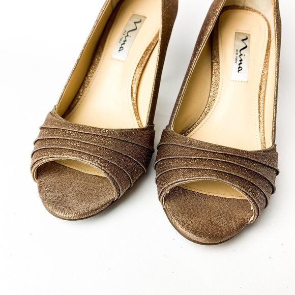Nina vesta bronze peep toe pump 6 - Picture 3 of 7